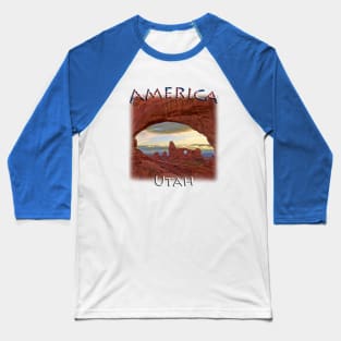 America - Utah - Turret Arch through South Window Arch Baseball T-Shirt